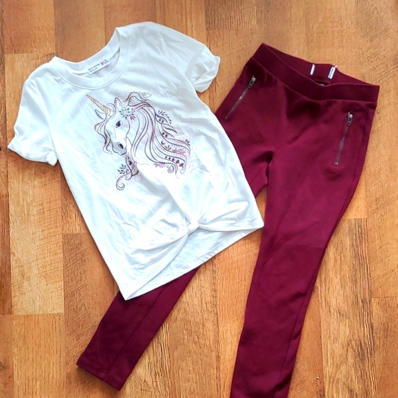 Knit Works‎ Girls Unicorn Short Sleeve Outfit Size 6/6X - Picture 1 of 9